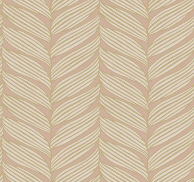 product image of sample luminous leaves wallpaper in blush gold from the modern metals second edition 1 576
