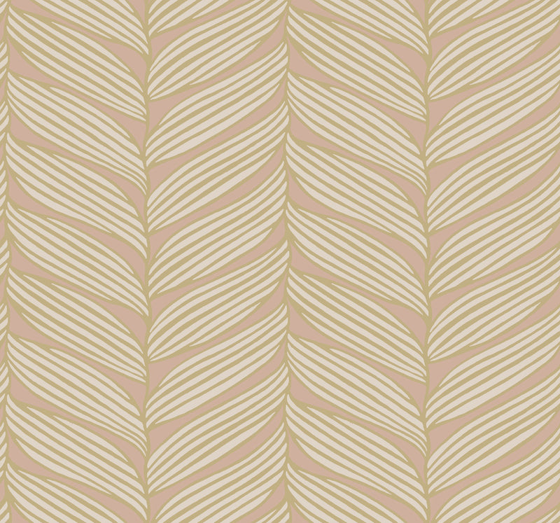 media image for sample luminous leaves wallpaper in blush gold from the modern metals second edition 1 218