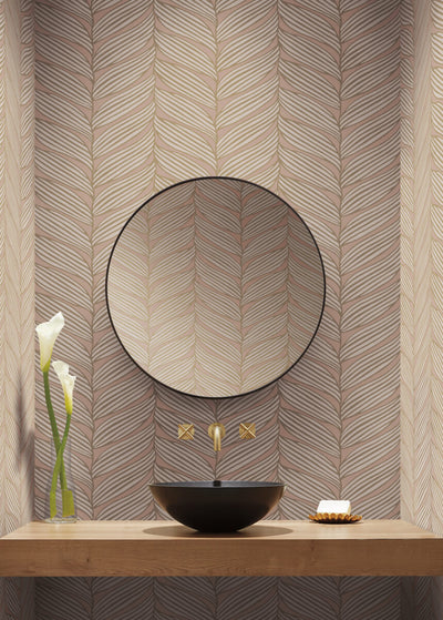 product image for Luminous Leaves Wallpaper in Blush/Gold from the Modern Metals Second Edition 22