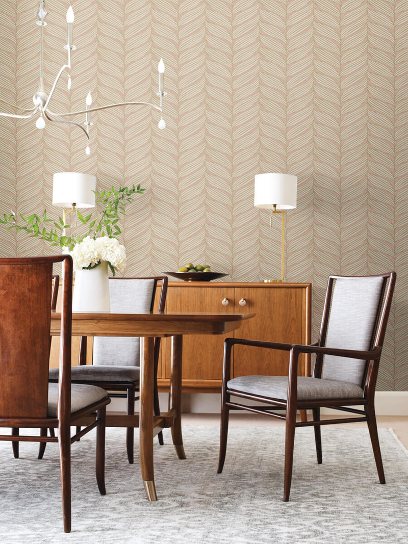 media image for Luminous Leaves Wallpaper in Blush/Gold from the Modern Metals Second Edition 222