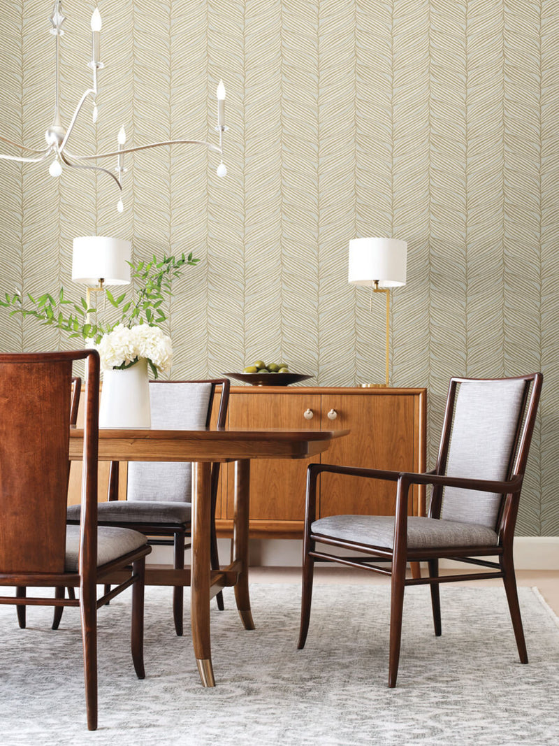 media image for Luminous Leaves Wallpaper in Neutral/Gold from the Modern Metals Second Edition 22