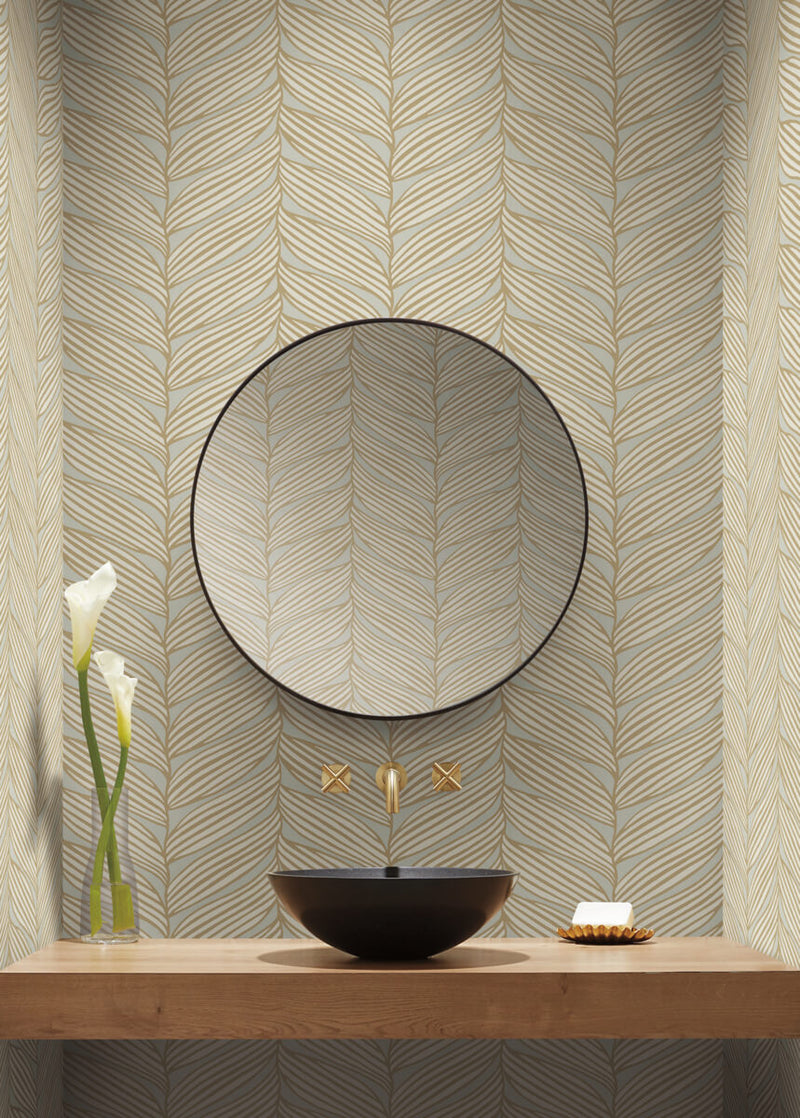 media image for Luminous Leaves Wallpaper in Neutral/Gold from the Modern Metals Second Edition 270