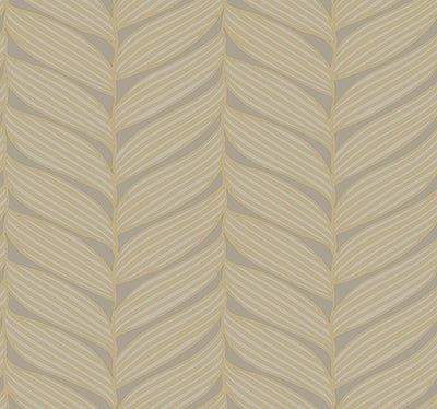product image for Luminous Leaves Wallpaper in Grey/Gold from the Modern Metals Second Edition 98