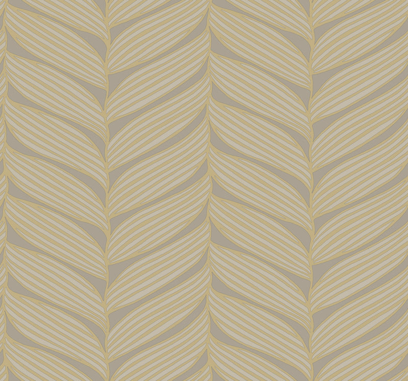 media image for Luminous Leaves Wallpaper in Grey/Gold from the Modern Metals Second Edition 241
