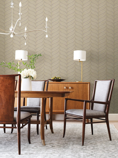 product image for Luminous Leaves Wallpaper in Grey/Gold from the Modern Metals Second Edition 65