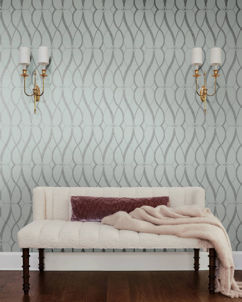 media image for Graceful Geo Wallpaper in Spa/Silver from the Modern Metals Second Edition 246