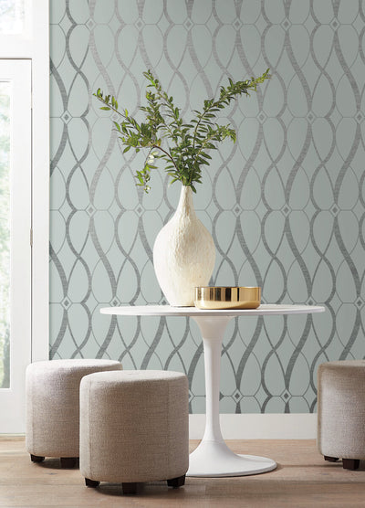 product image for Graceful Geo Wallpaper in Spa/Silver from the Modern Metals Second Edition 65
