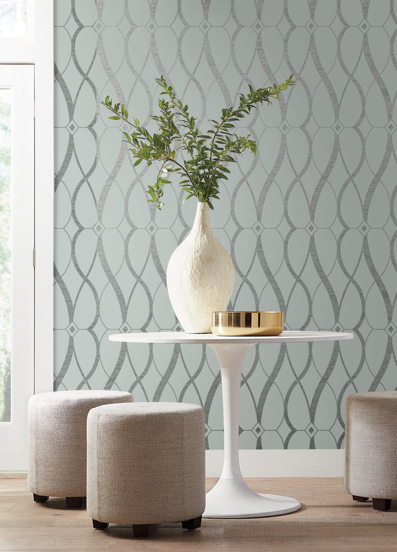 media image for Graceful Geo Wallpaper in Spa/Silver from the Modern Metals Second Edition 226