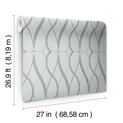product image for Graceful Geo Wallpaper in Spa/Silver from the Modern Metals Second Edition 36