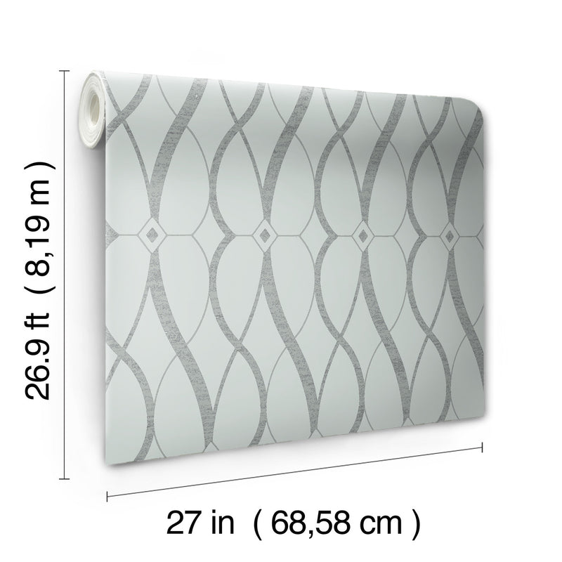 media image for Graceful Geo Wallpaper in Spa/Silver from the Modern Metals Second Edition 289
