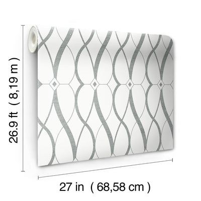 product image for Graceful Geo Wallpaper in White/Silver from the Modern Metals Second Edition 34