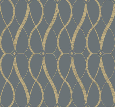product image for Graceful Geo Wallpaper in Smoke/Gold from the Modern Metals Second Edition 0