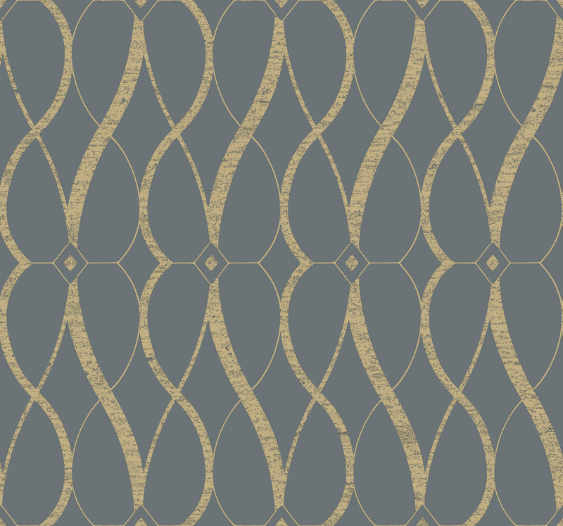 media image for Graceful Geo Wallpaper in Smoke/Gold from the Modern Metals Second Edition 219