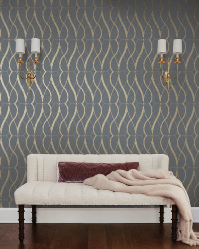 product image for Graceful Geo Wallpaper in Smoke/Gold from the Modern Metals Second Edition 11