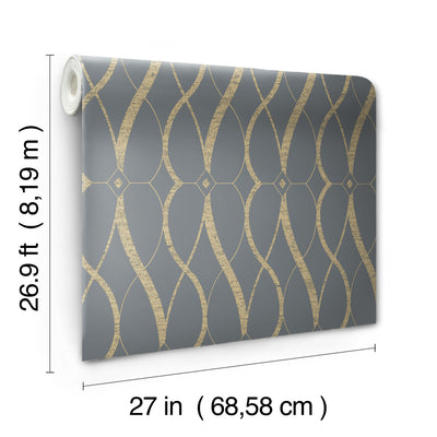 product image for Graceful Geo Wallpaper in Smoke/Gold from the Modern Metals Second Edition 58