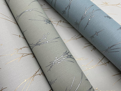 product image for sprigs wallpaper in smokey blue silver from the modern metals second edition 5 41