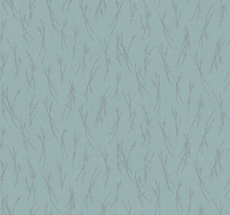 media image for Sprigs Wallpaper in Smokey Blue/Silver from the Modern Metals Second Edition 260