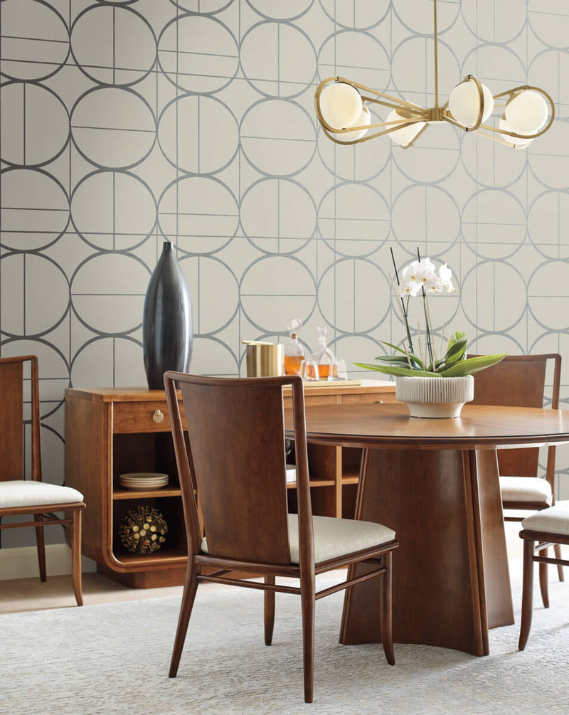 media image for Sun Circles Wallpaper in Taupe/Silver from the Modern Metals Second Edition 227