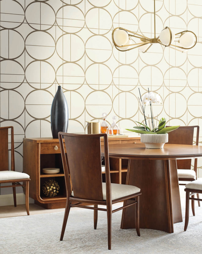 media image for Sun Circles Wallpaper in Cream/Gold from the Modern Metals Second Edition 227