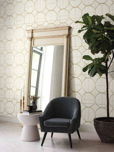 product image for Sun Circles Wallpaper in Cream/Gold from the Modern Metals Second Edition 75