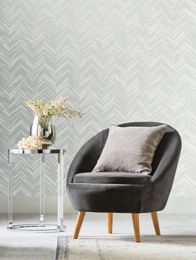 product image for Polished Chevron Wallpaper in White/Silver from the Modern Metals Second Edition 82