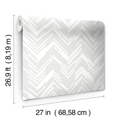 product image for Polished Chevron Wallpaper in White/Silver from the Modern Metals Second Edition 53