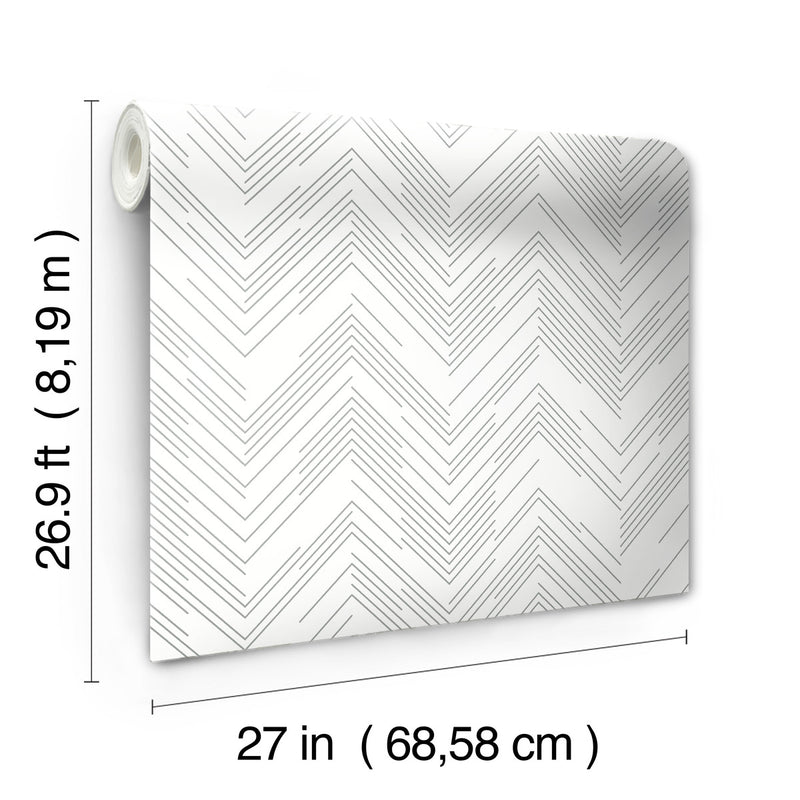 media image for Polished Chevron Wallpaper in White/Silver from the Modern Metals Second Edition 280