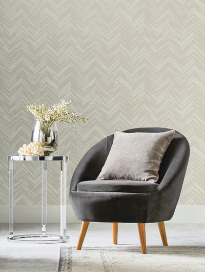 product image for Polished Chevron Wallpaper in Cream/Gold from the Modern Metals Second Edition 86