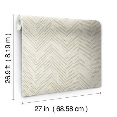 product image for Polished Chevron Wallpaper in Cream/Gold from the Modern Metals Second Edition 20