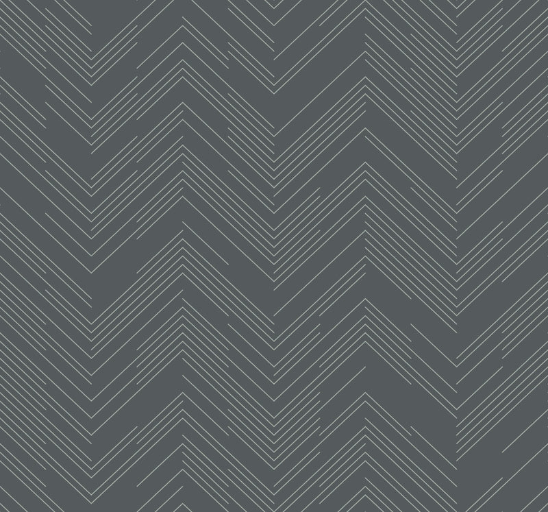 media image for sample polished chevron wallpaper in charcoal silver from the modern metals second edition 1 285