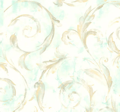 product image of Archie Turquoise/Gold Wallpaper from the Jasper Collection by Mayflower 58