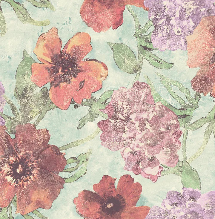 media image for Bonniefield Turquoise/Pink Wallpaper from the Tiverton Collection by Mayflower 232