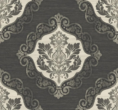 product image of sample little compton black silver wallpaper from the tiverton collection by mayflower 1 58
