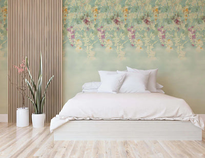product image for Hollyhocks Turquoise Wall Mural from the Romance Collection by Mayflower 90