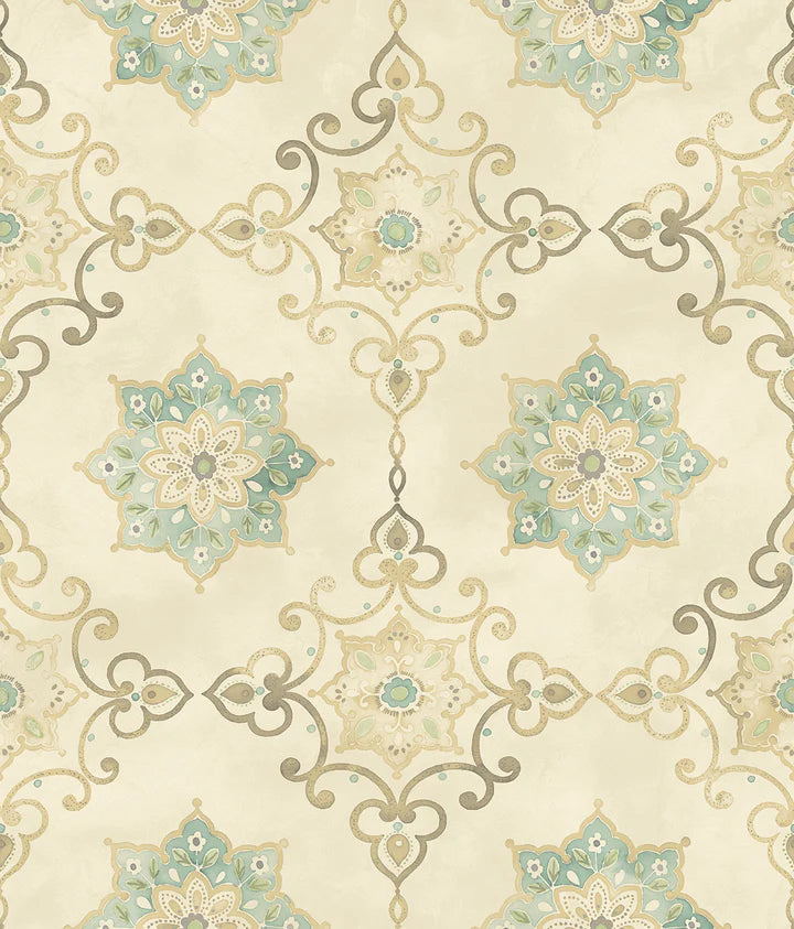 media image for Isolde Turquoise Wallpaper from the Romance Collection by Mayflower 20