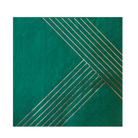 media image for manhattan dark green striped lunch paper napkins 1 265