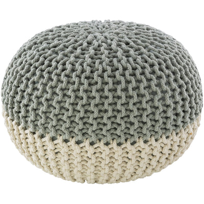 product image of Malmo MLPF-014 Knitted Pouf in Mint & White by Surya 520