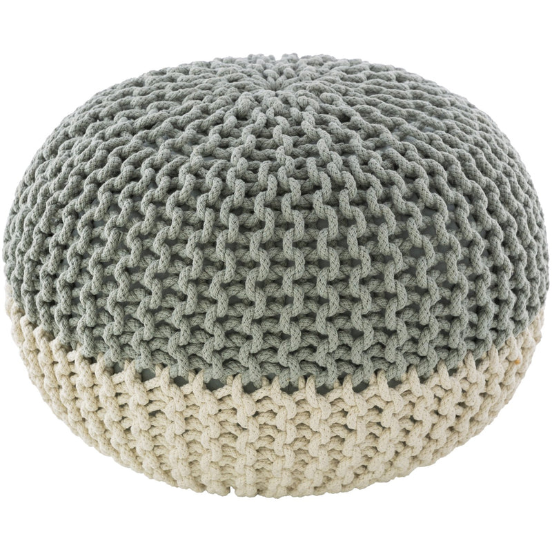 media image for Malmo MLPF-014 Knitted Pouf in Mint & White by Surya 266