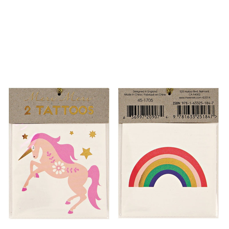 media image for unicorn rainbow small tattoos by meri meri mm 133309 1 297