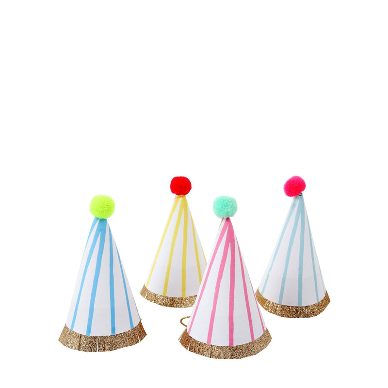 media image for stripe pompom mini party hats by meri meri mm 156016 1 244