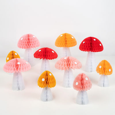 product image of honeycomb mushroom decorations by meri meri mm 223749 1 539