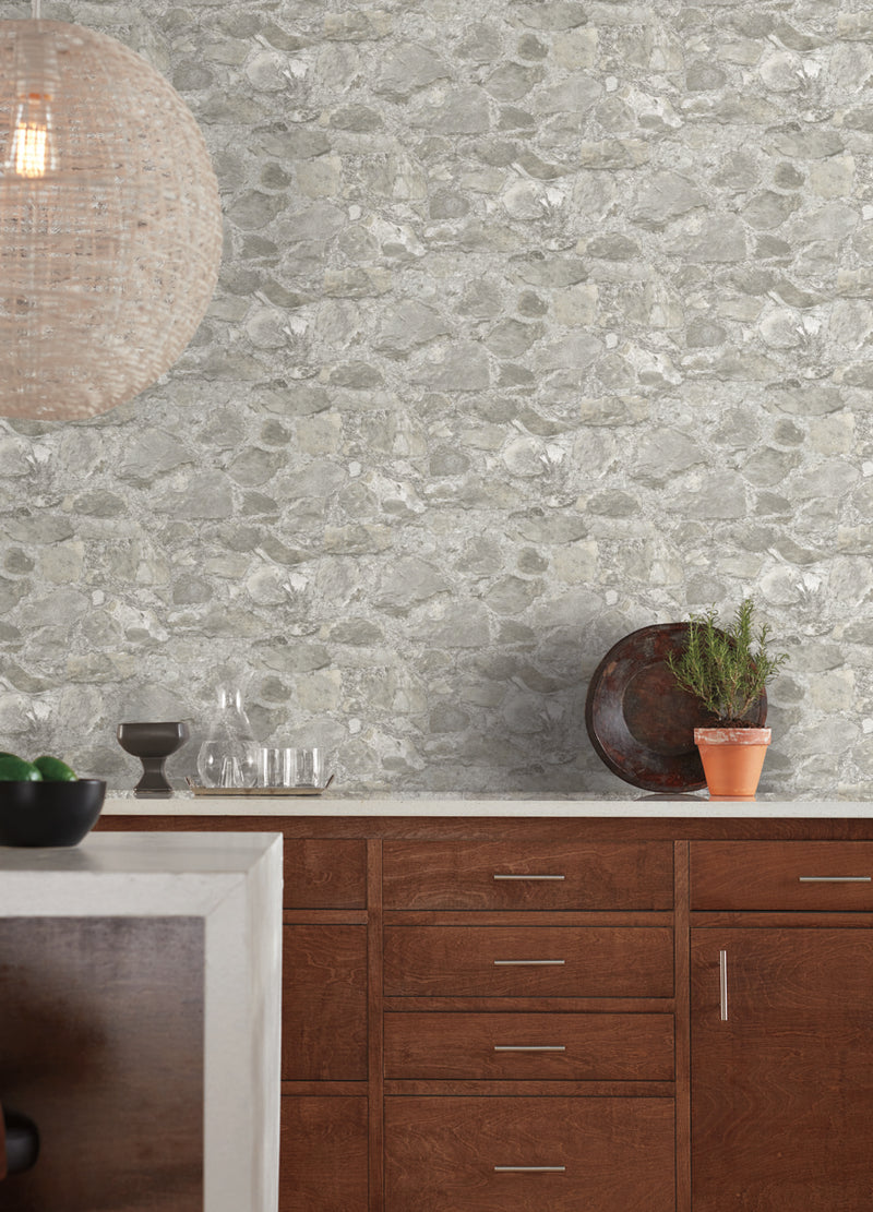 media image for Field Stone Wallpaper in Taupe from the Mediterranean Collection by York Wallcoverings 294
