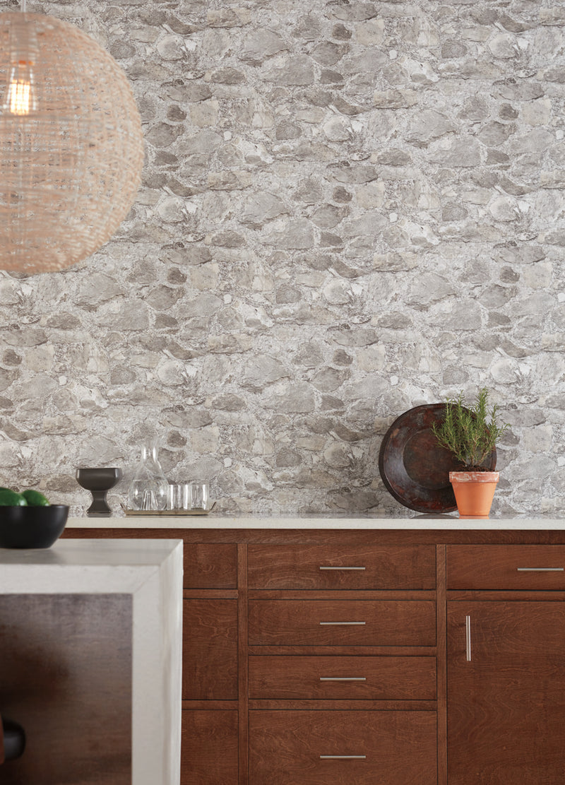 media image for Field Stone Wallpaper in Gray from the Mediterranean Collection by York Wallcoverings 217