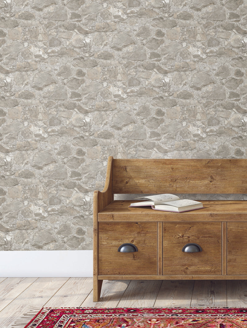 media image for Field Stone Wallpaper in Gray from the Mediterranean Collection by York Wallcoverings 214