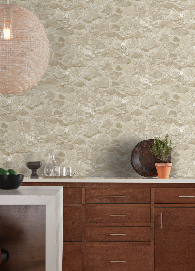 media image for Field Stone Wallpaper in Beige from the Mediterranean Collection by York Wallcoverings 255