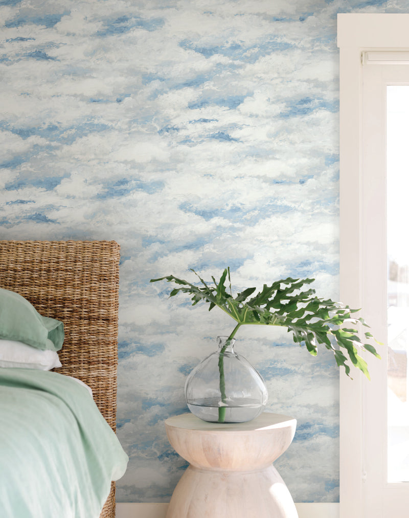 media image for Plein Air Wallpaper in Blue from the Mediterranean Collection by York Wallcoverings 29