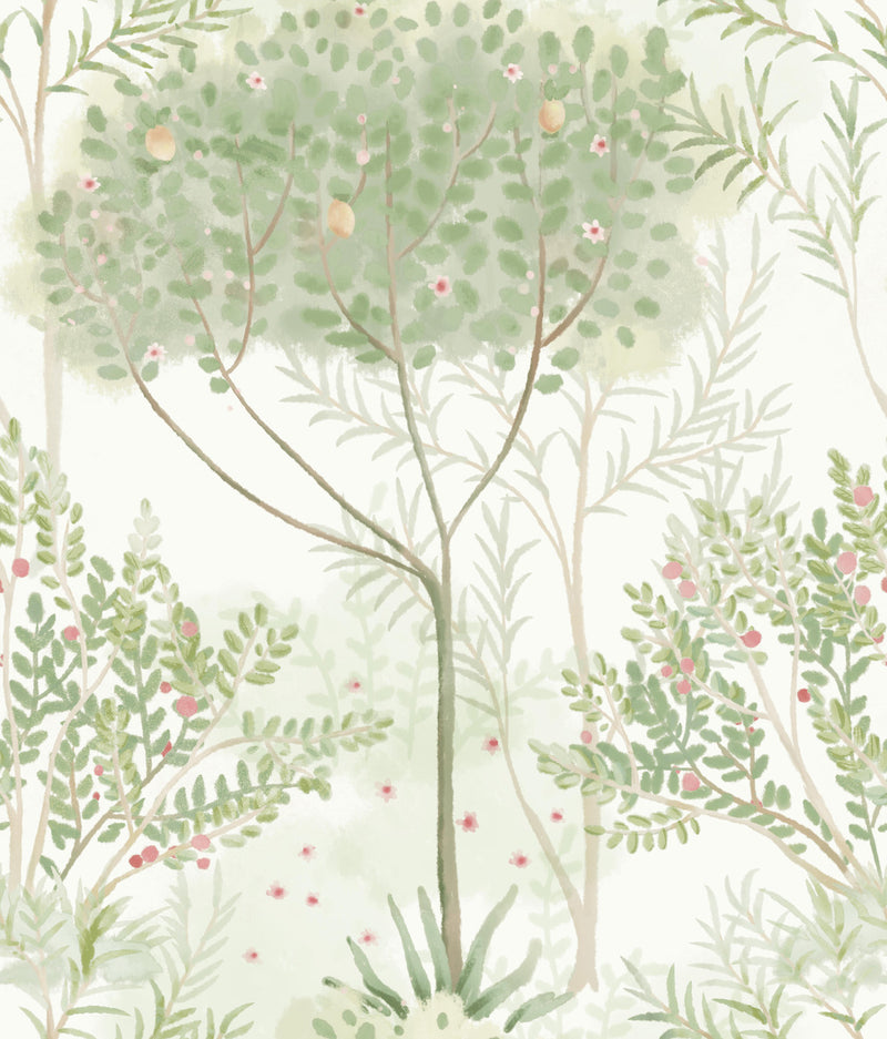 media image for Orchard Wallpaper in White/Green from the Mediterranean Collection by York Wallcoverings 266
