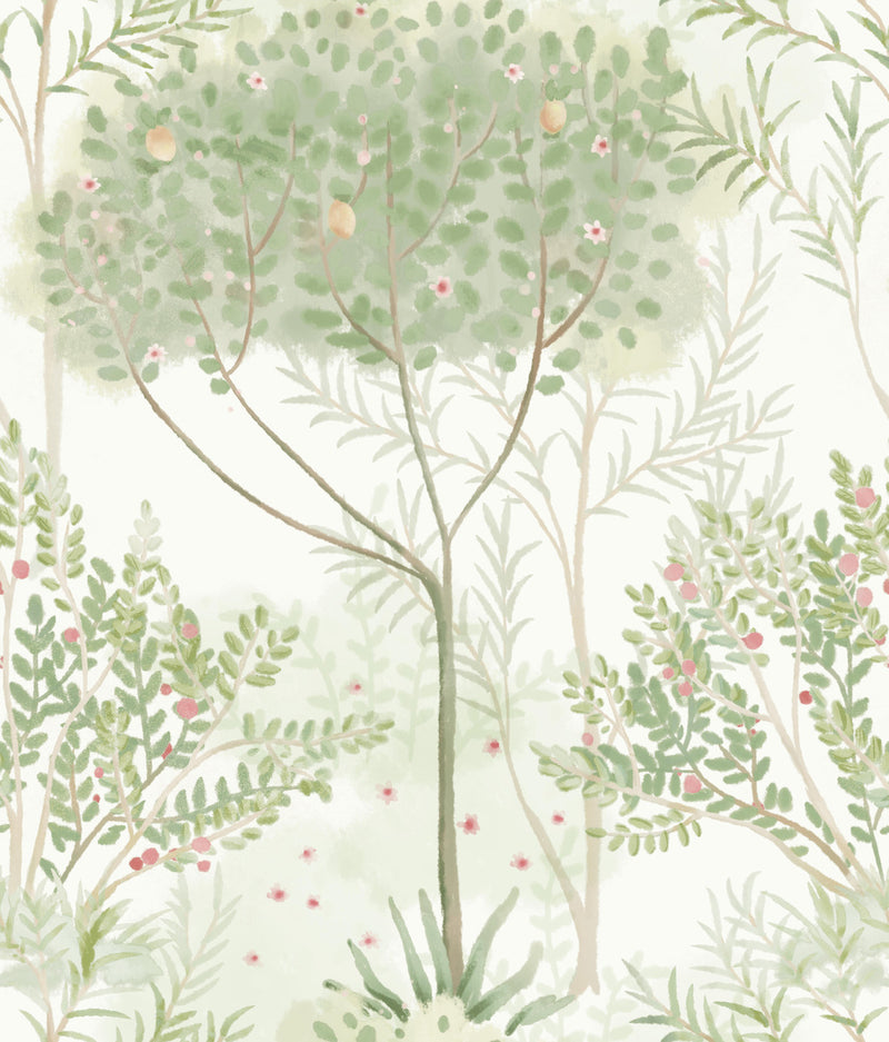 media image for sample orchard wallpaper in white green from the mediterranean collection by york wallcoverings 1 298