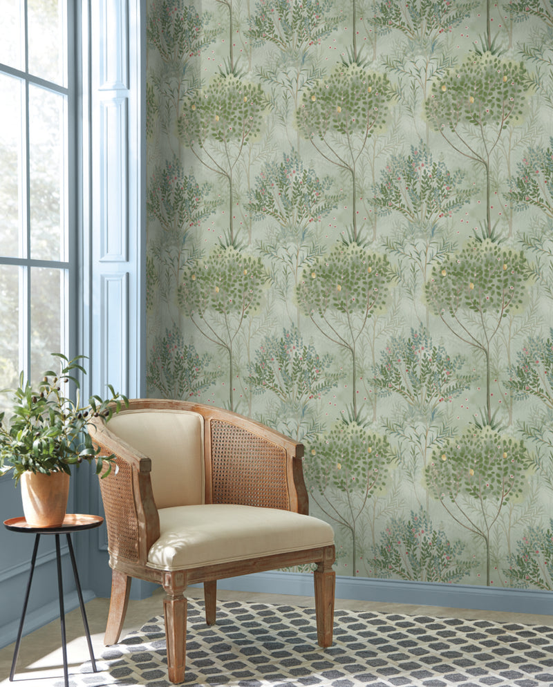 media image for Orchard Wallpaper in Green from the Mediterranean Collection by York Wallcoverings 217