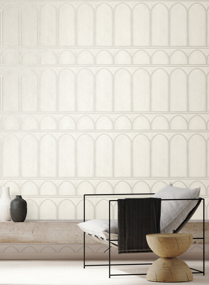 media image for Arches Wallpaper in White/Pearl from the Mediterranean Collection by York Wallcoverings 284